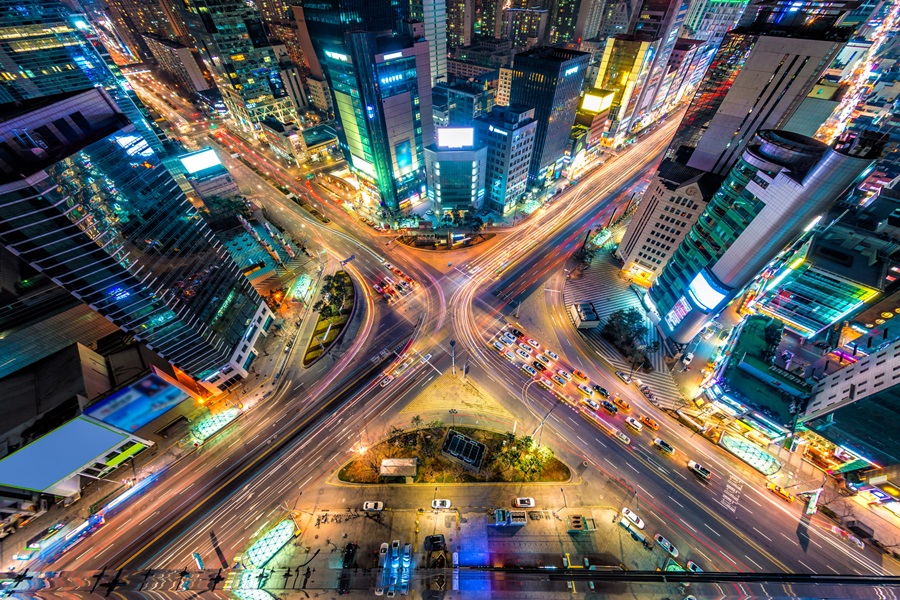 View of a city traffic from above