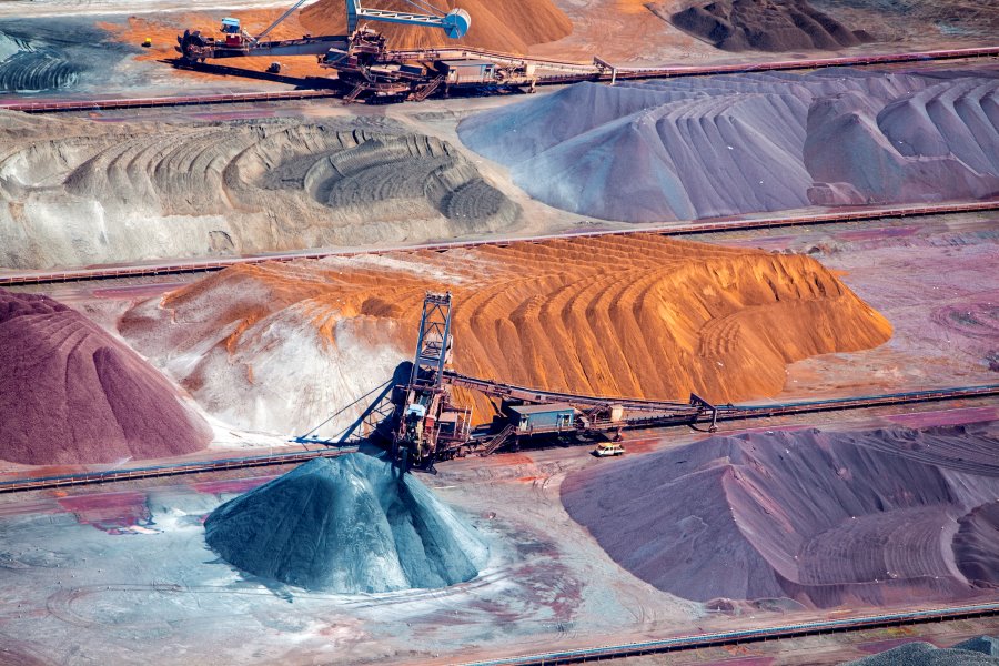 Ore and conveyor belt - aerial view